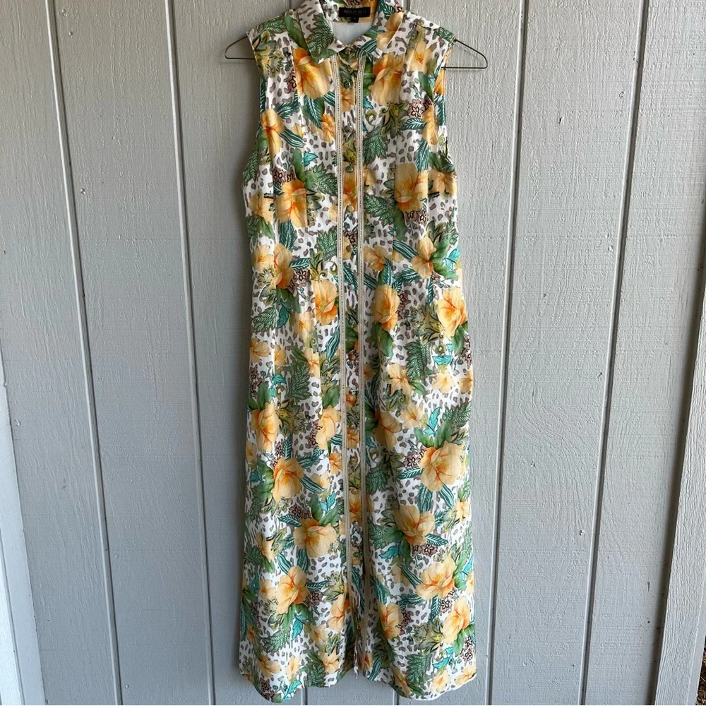 Aqua Blu Australia Dahlia Helena Button Front Sleeveless Maxi Dress Size M - Picture 1 of 10
